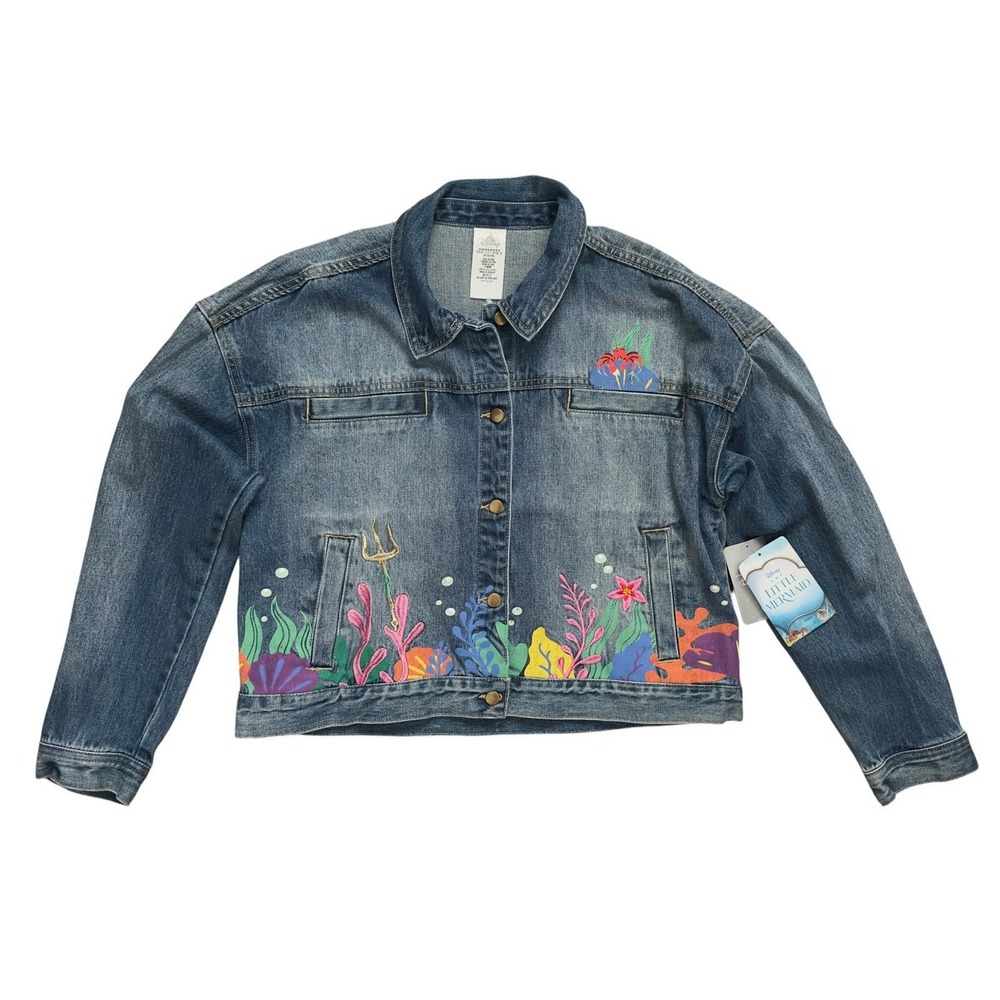 Disney The Little Mermaid Live Action Denim Jacket Womens Size M NWT